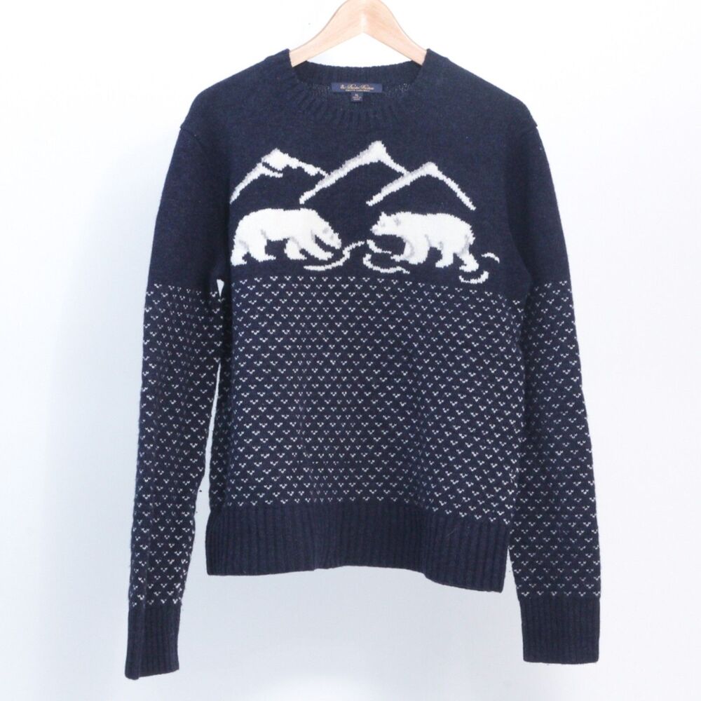 Brooks Brothers English Lambswool Polar Bear Crewneck Casual Pullover Sweater XL